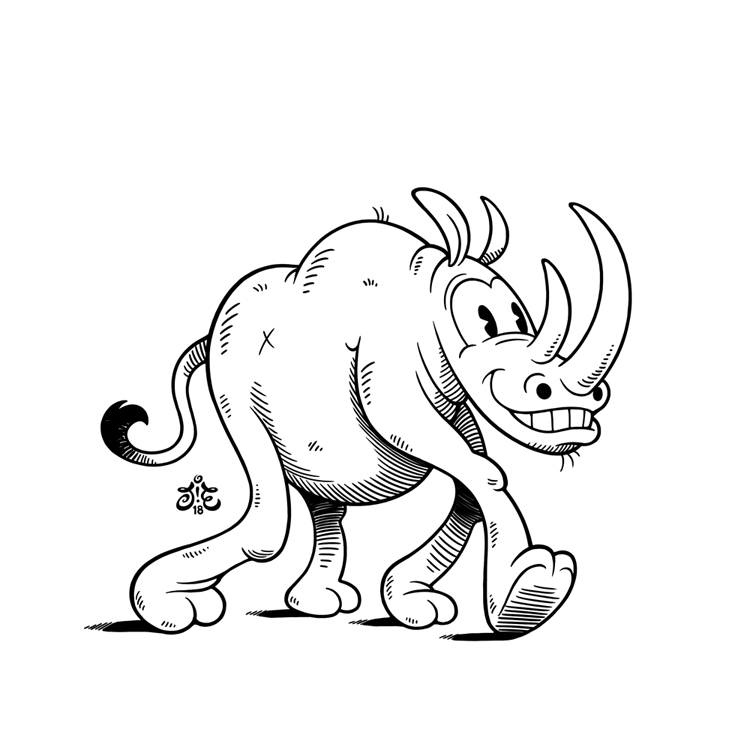 Cartoon Rhino Drawing