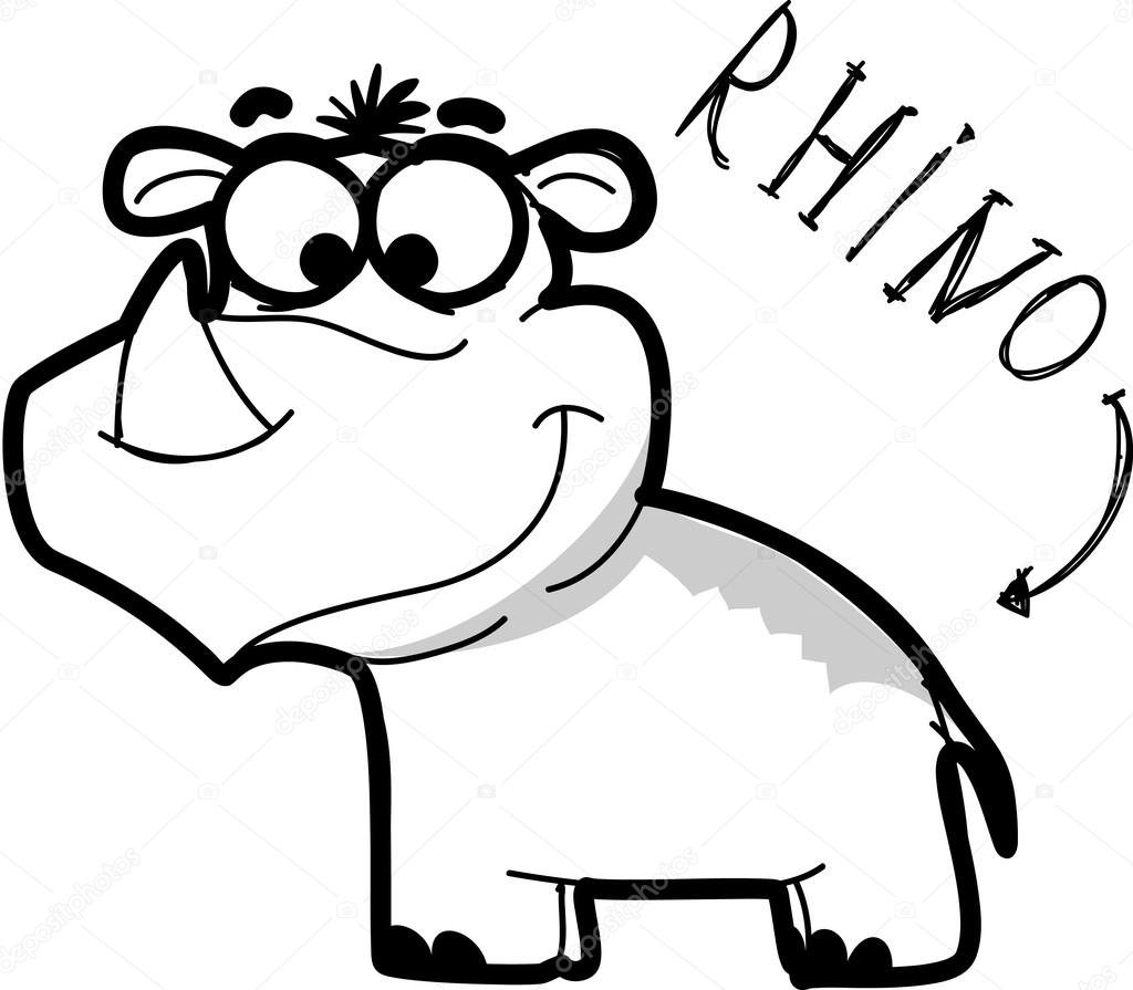 1024x895 Cartoon Rhino Stock Vector Virinaflora