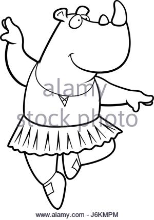 300x429 A Happy Cartoon Rhino Ballerina In A Tutu Stock Vector Art