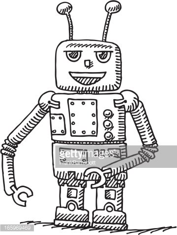 360x476 Happy Robot Drawing Premium Clipart