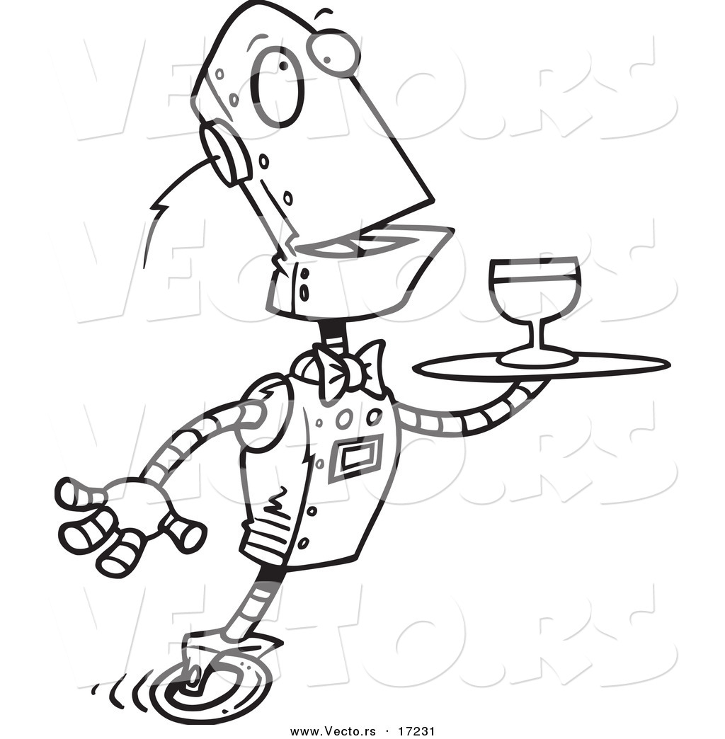 1024x1044 Vector Of A Cartoon Butler Robot Serving Wine