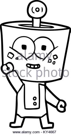 250x470 Happy Cartoon Robot Waving Hello Stock Vector Art Amp Illustration