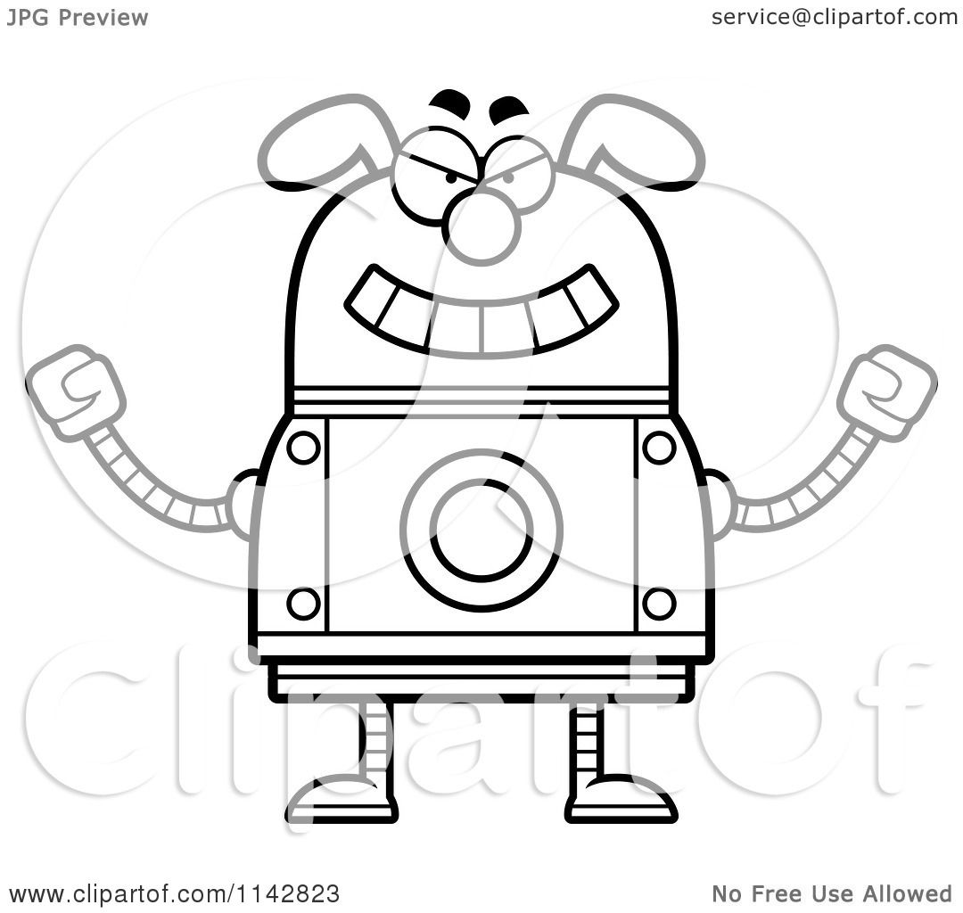 1080x1024 Cartoon Clipart Of A Black And White Evil Dog Robot