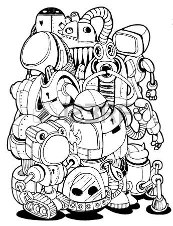 345x450 Drawn Monster Robot