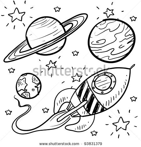 450x470 Doodle Style Science Fiction Set Sketch In Vector Format. Set