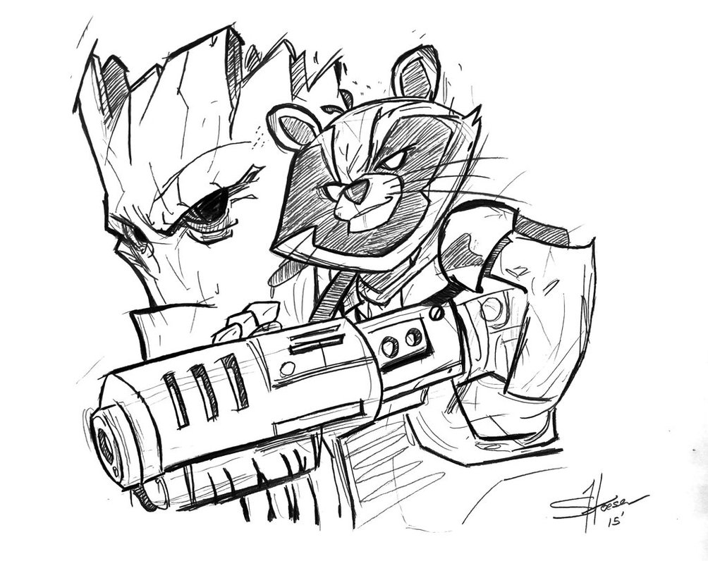 1004x796 Rocket And Groot Sketch By Shane Derek
