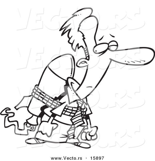 600x620 Vector Of A Cartoon Businessman Tied To A Rocket