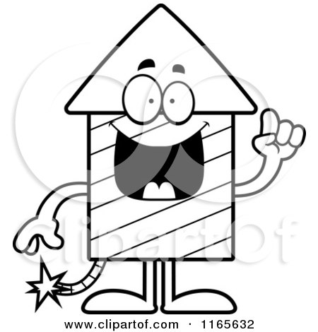 450x470 Cartoon Clipart Of A Rocket Firework Mascot With An Idea