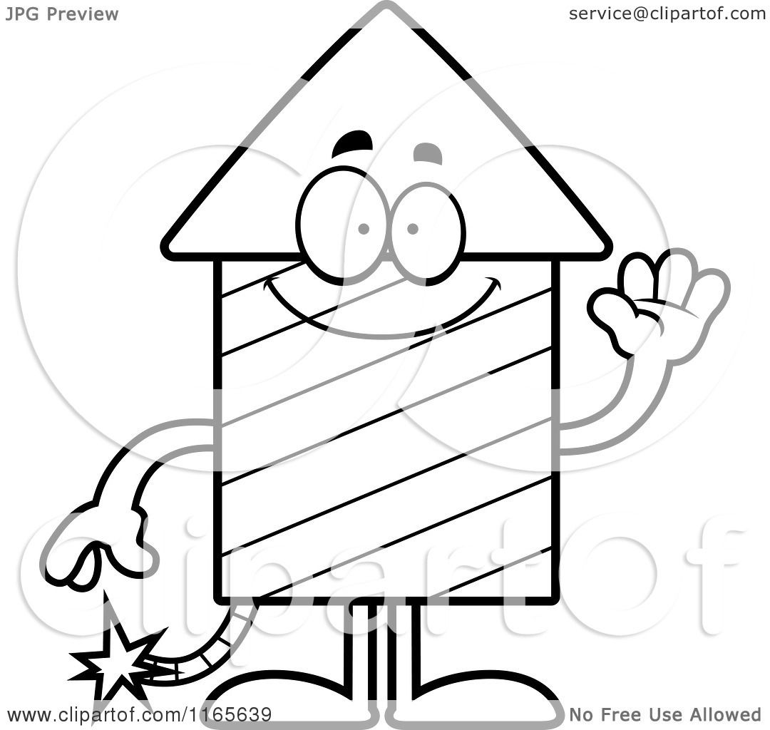 1080x1024 Cartoon Clipart Of A Waving Rocket Firework Mascot
