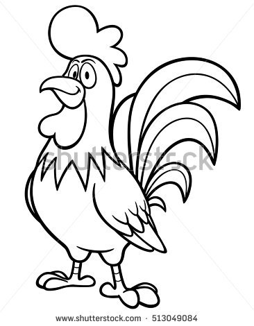 366x470 Drawn Rooster Cartoon Black And White