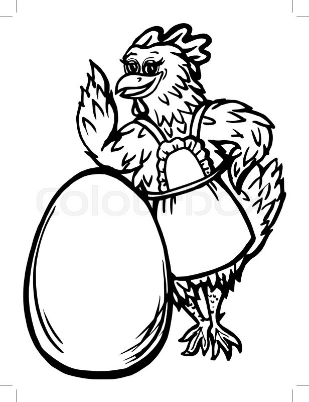 616x800 Hand Drawn, Cartoon, Sketch Illustration Of Chicken And The Egg