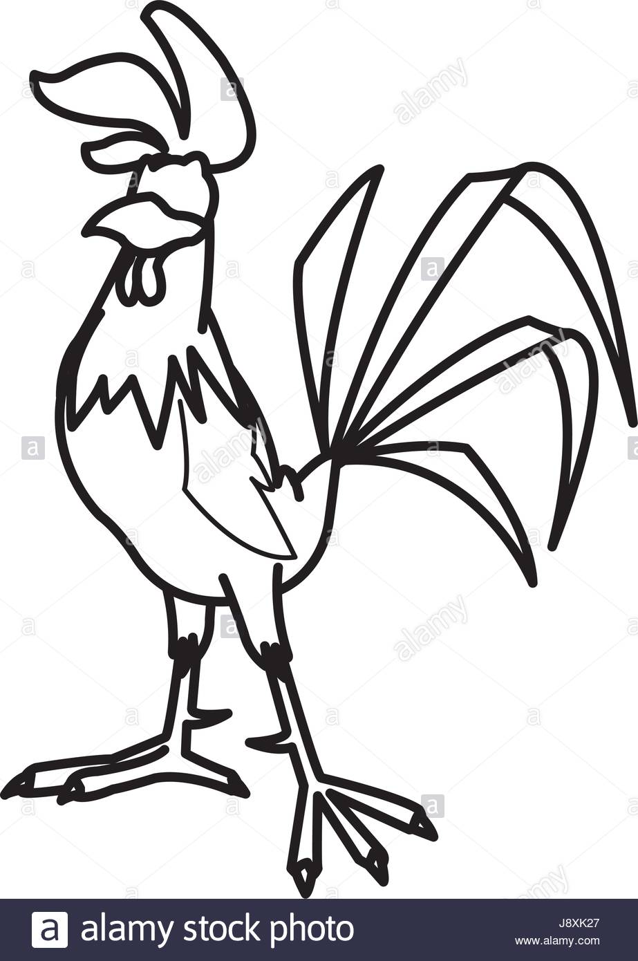 923x1390 Funny Cartoon Cock, Comic Rooster Character, Vector Illustration