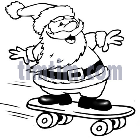 481x480 Free Drawing Of A Skateboarding Santa Claus Bw From The Category