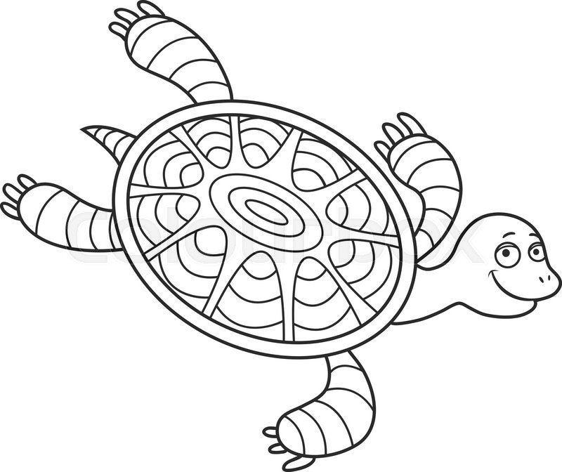 800x672 Vector Illustration Of A Cute Cartoon Turtle. Marine Theme Stock