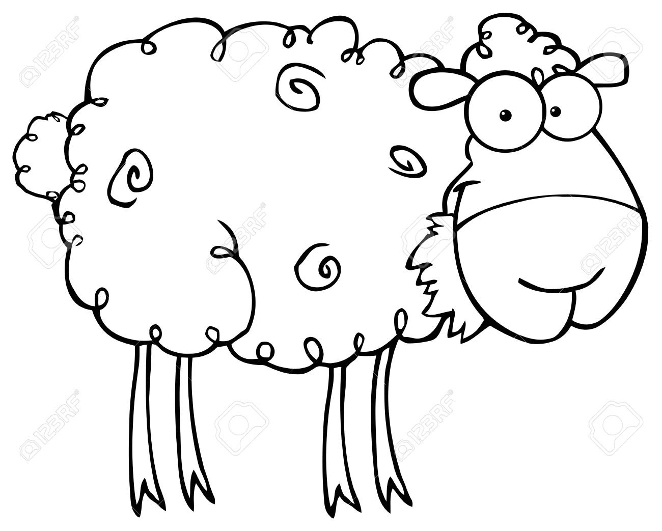 1300x1043 Sheep Cartoon Drawing Outlined Sheep Cartoon Character Eating