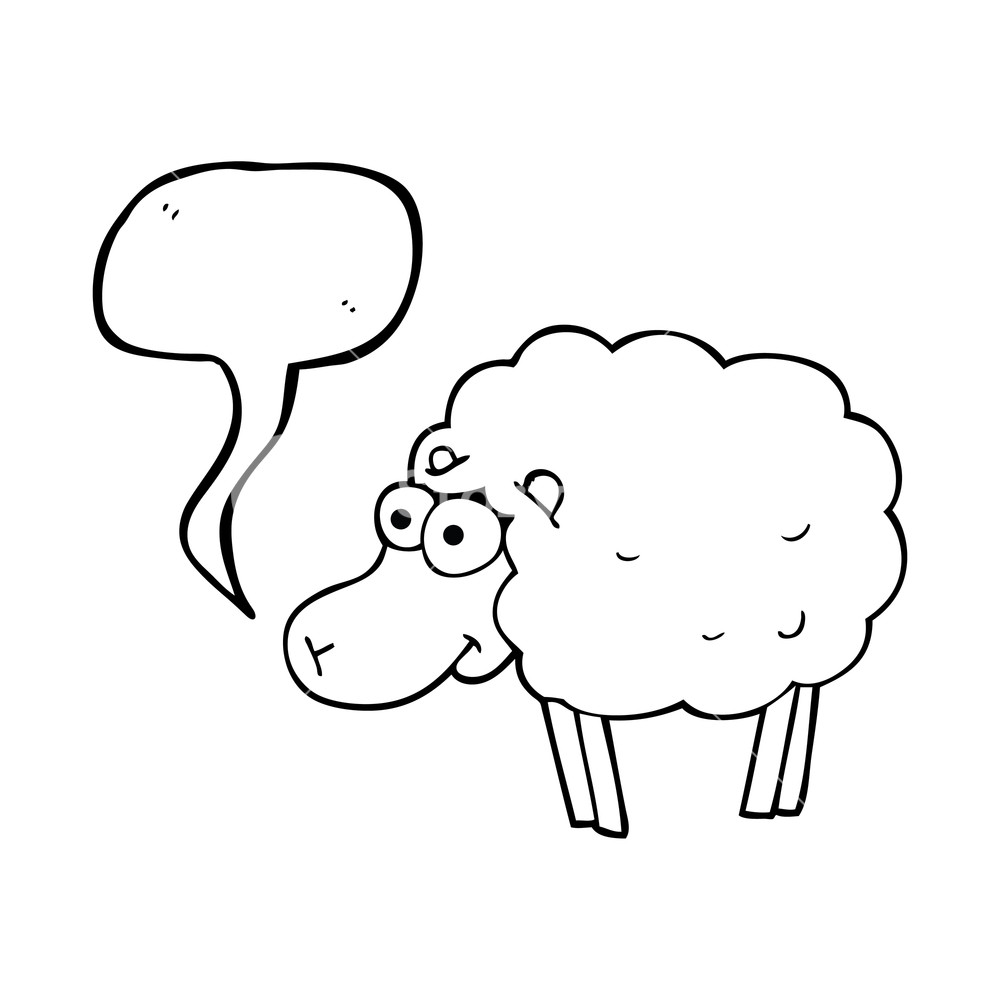 1000x1000 Funny Freehand Drawn Speech Bubble Cartoon Sheep Royalty Free