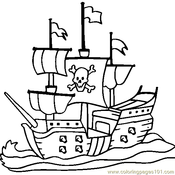 560x560 Pirate Ship Coloring Page
