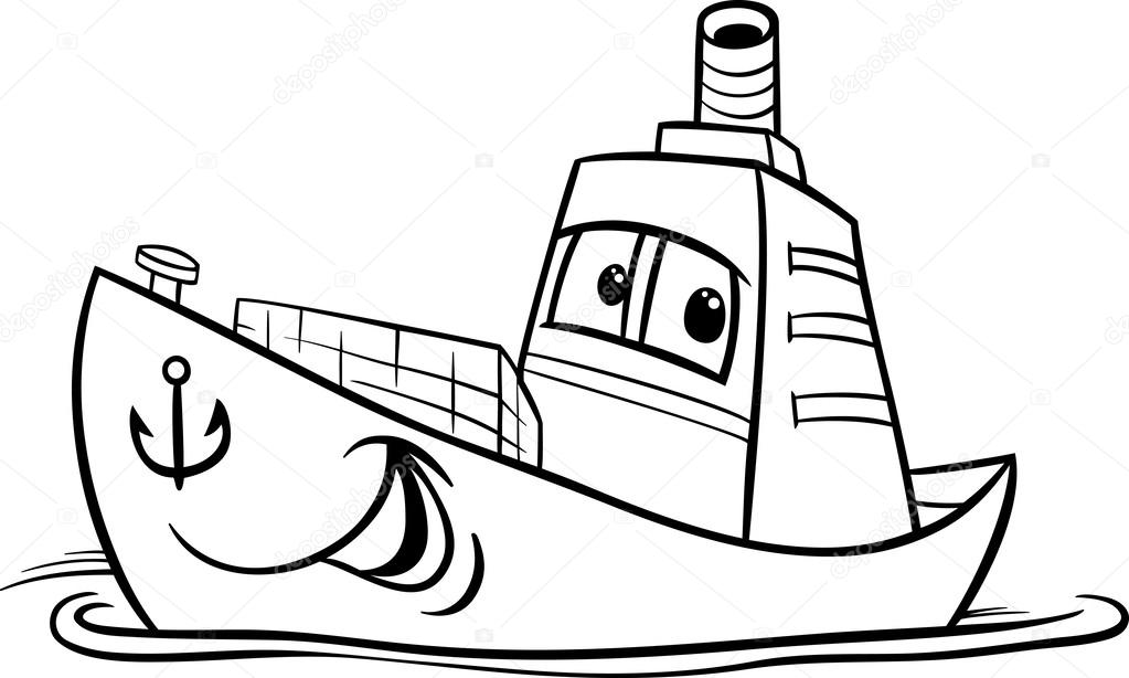 1023x614 Container Ship Cartoon Coloring Page Stock Vector Izakowski