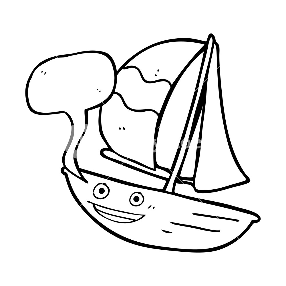 1000x1000 Freehand Drawn Speech Bubble Cartoon Sail Ship Royalty Free Stock