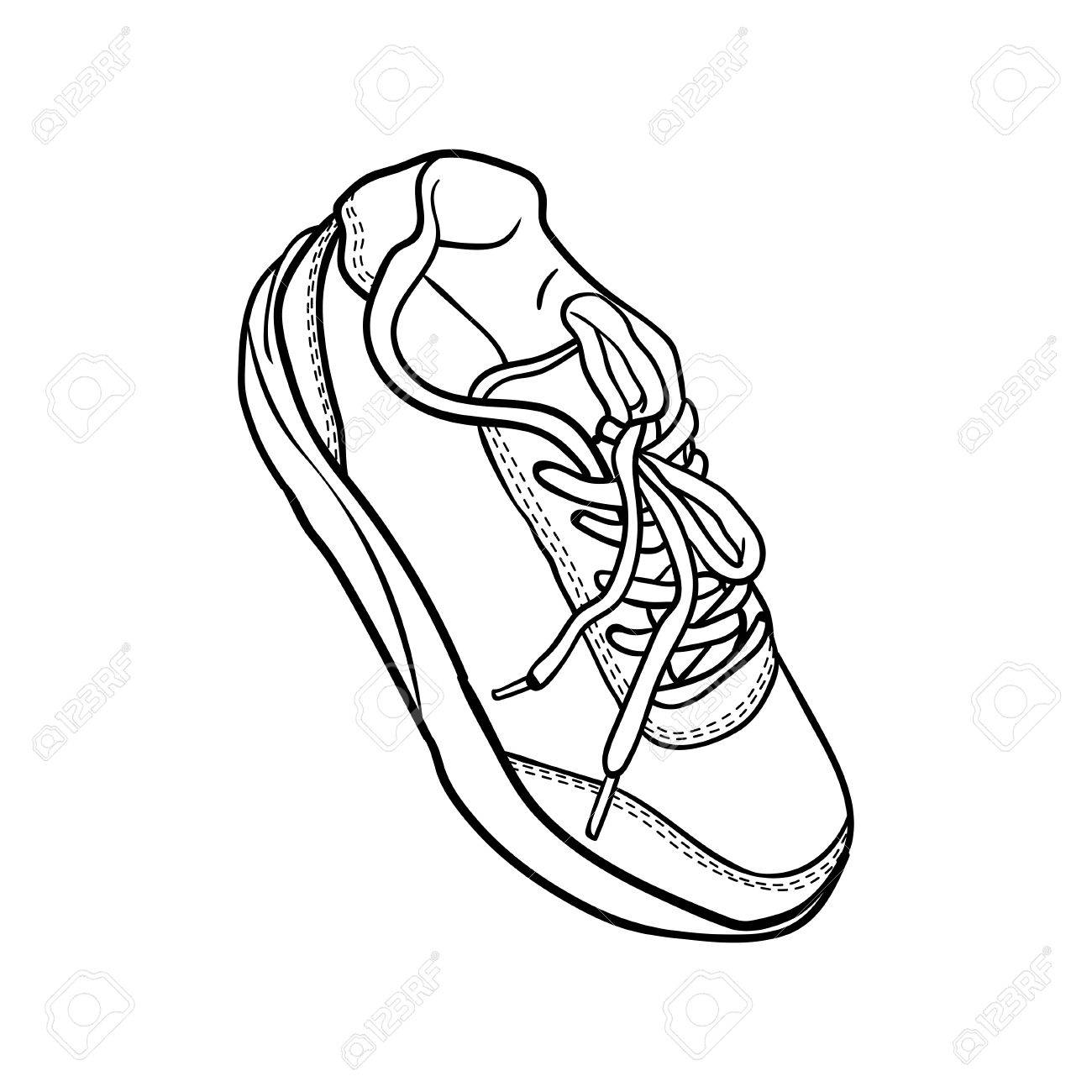 1300x1300 Contour Shoes. Cartoon Sneaker Isolated On White Royalty Free