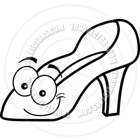 460x460 Cartoon High Heel Shoe (Black Amp White Line Art) By Kenbenner