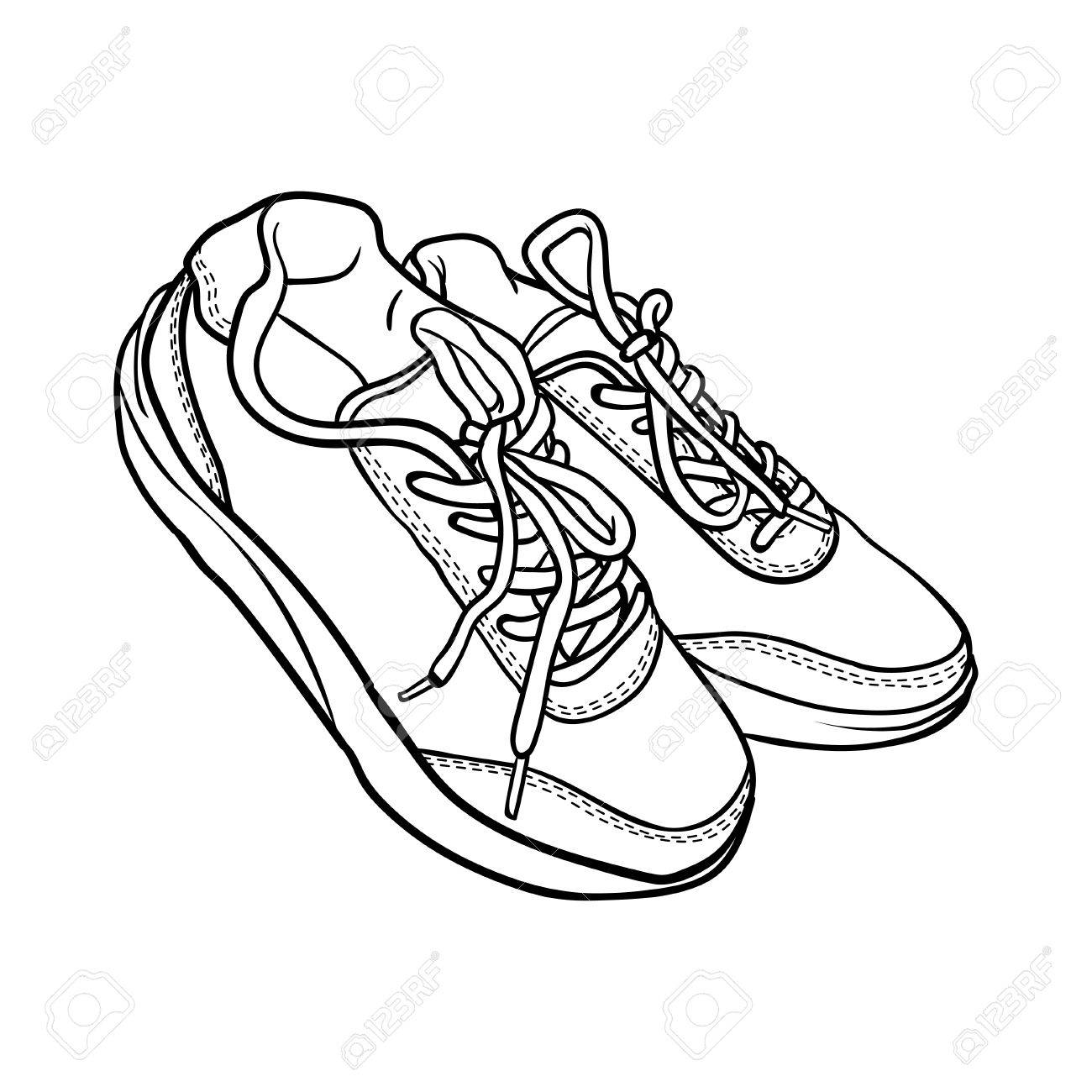 1300x1300 Contour Shoes. Cartoon Sneaker Isolated On White Royalty Free