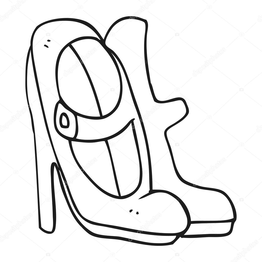 1024x1024 Black And White Cartoon High Heeled Shoes Stock Vector