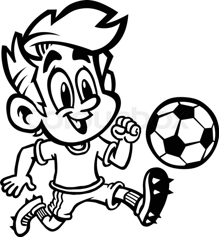 739x800 Cartoon Boy Kid Playing Football Or Soccer In A Green T Shirt
