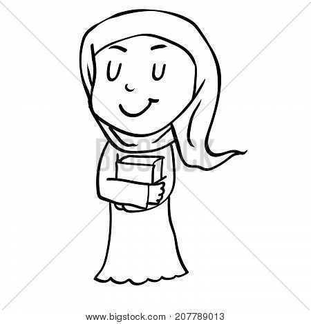 450x470 Hand Drawing Cartoon Muslim Girl Vector Amp Photo Bigstock