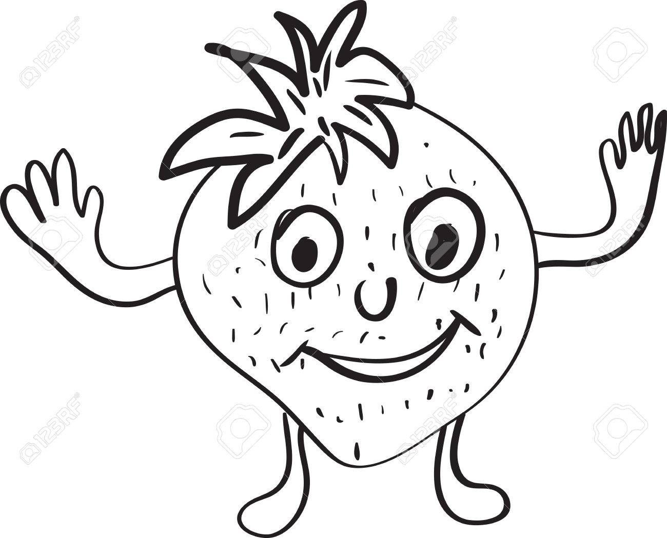 1300x1049 Simple Vector Drawing In The Style Of Strawberry Cartoon Sketches
