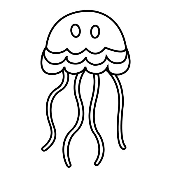600x600 Simple Cartoon Jellyfish Coloring Page