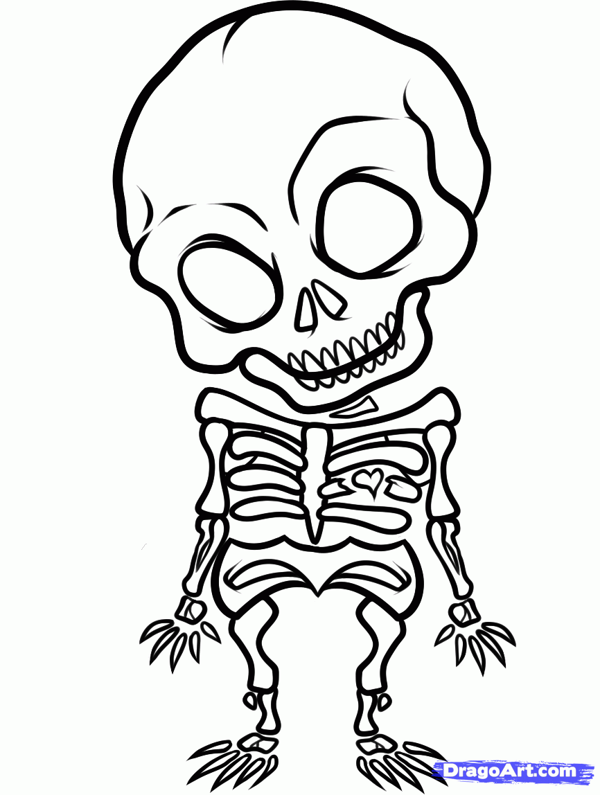 866x1148 How To Draw An X Ray Skull Tattoo Chibi Skull Step
