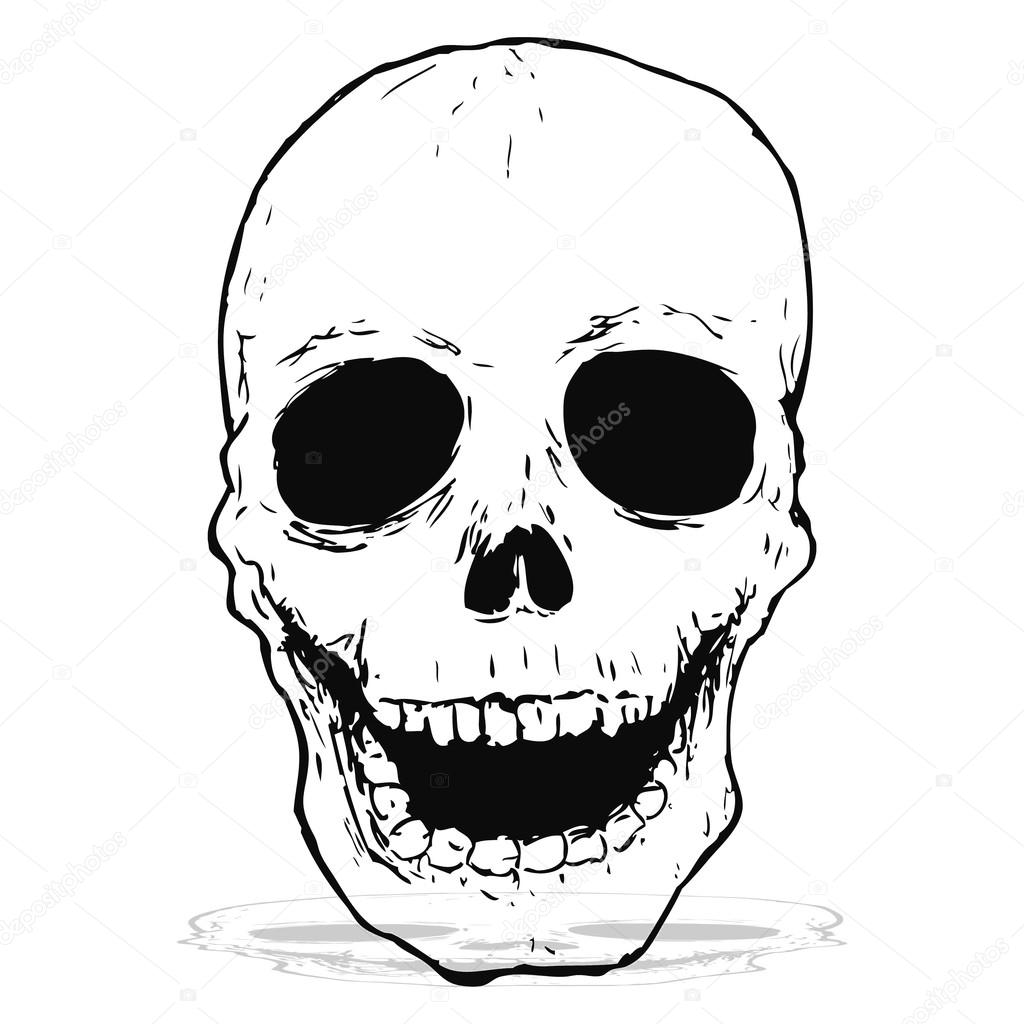 1024x1024 Spooky Skull Drawing Stock Vector Lineartestpilot
