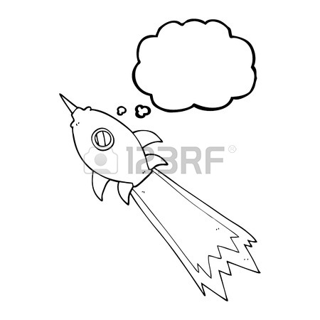 450x450 Freehand Drawn Thought Bubble Cartoon Spaceship Royalty Free