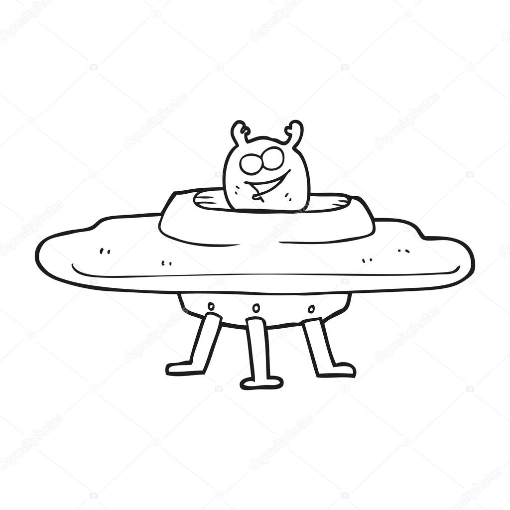 1024x1024 Black And White Cartoon Spaceship Stock Vector Lineartestpilot