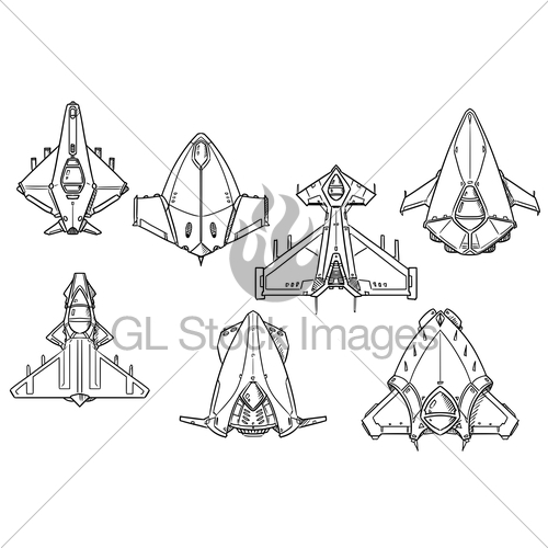 500x500 Cartoon Vector Set Of Spaceship Spacecraft Designs Gl Stock Images