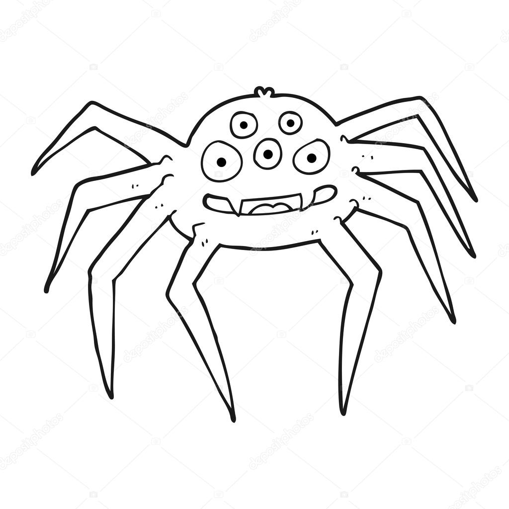 1024x1024 Black And White Cartoon Spider Stock Vector Lineartestpilot