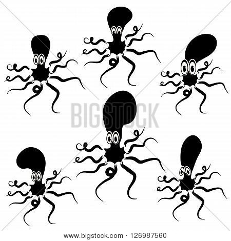 450x470 Set Cartoon Octopus Silhouettes. Vector Amp Photo Bigstock