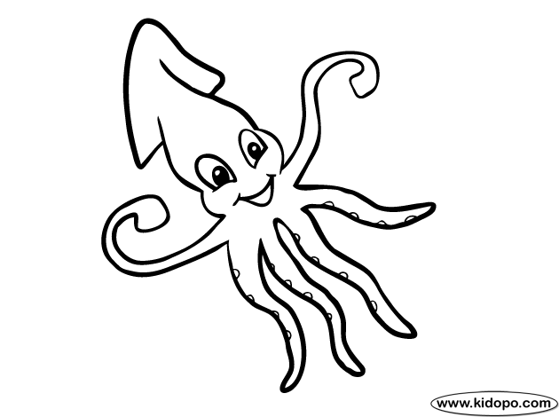 630x470 Squid Coloring Pages Squid Coloring Page Printable