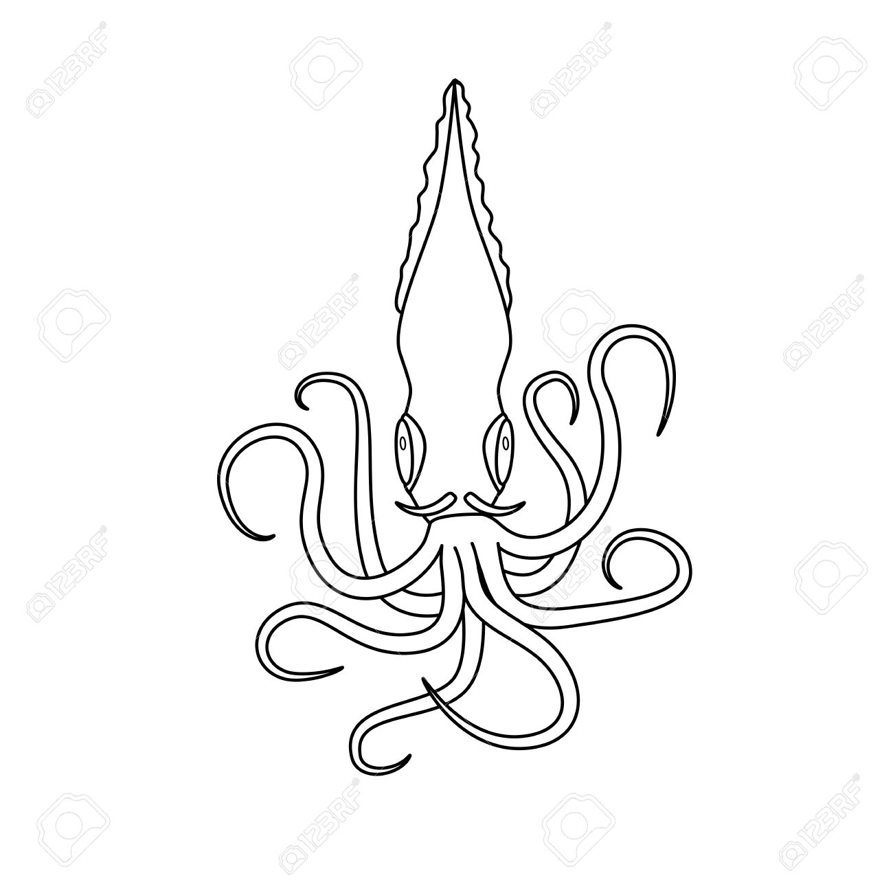 1300x1300 Coloring Book Cartoon Squid Royalty Free Cliparts, Vectors,