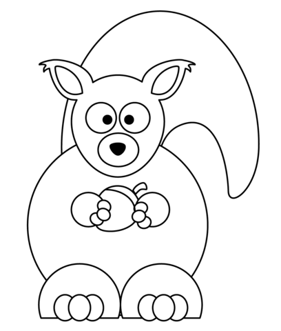 408x480 Cartoon Squirrel With Acorn Coloring Page Free Printable