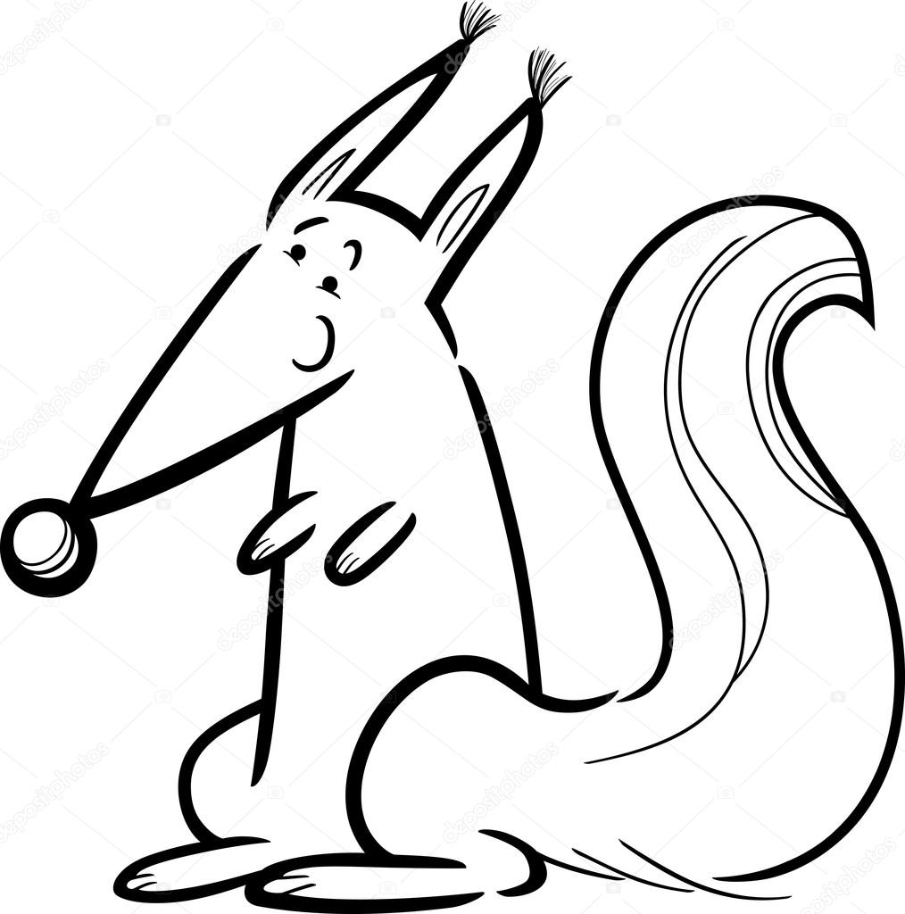 1014x1024 Cartoon Squirrel For Coloring Stock Vector Izakowski