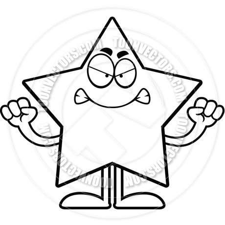 460x460 Angry Cartoon Star (Black And White Line Art) By Cory Thoman