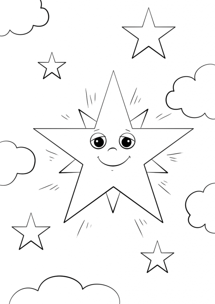 724x1024 Cartoon Star Character Nature Coloring Page