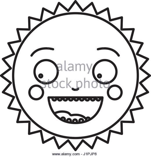 520x540 Drawing Cute Smiling Cartoon Sun Black And White Stock Photos