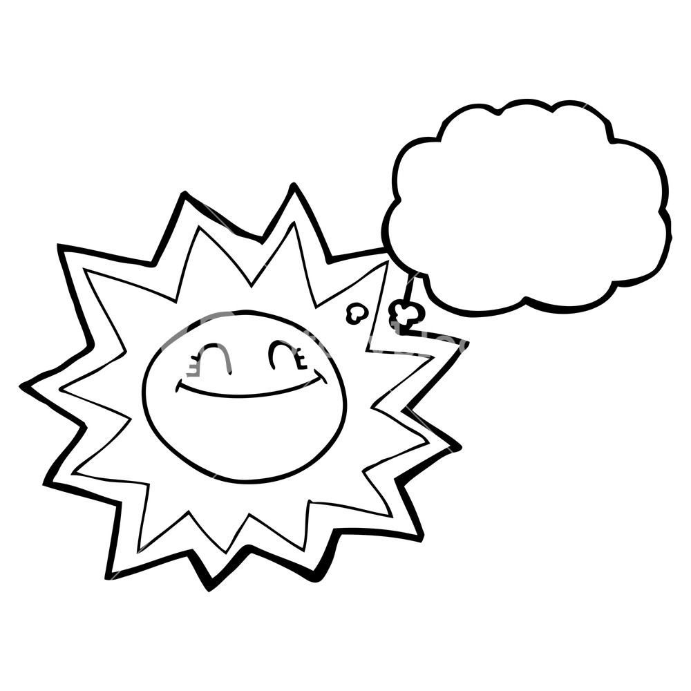 1000x1000 Happy Freehand Drawn Thought Bubble Cartoon Sun Royalty Free Stock