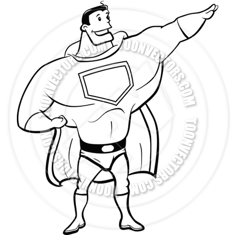 460x460 Cartoon Superhero (Black And White Line Art) By Cory Thoman Toon