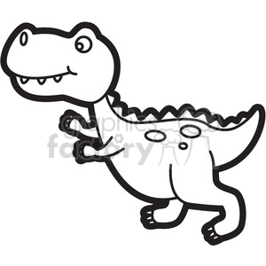 300x300 Royalty Free Trex Dinosaur Cartoon In Black And White 397940
