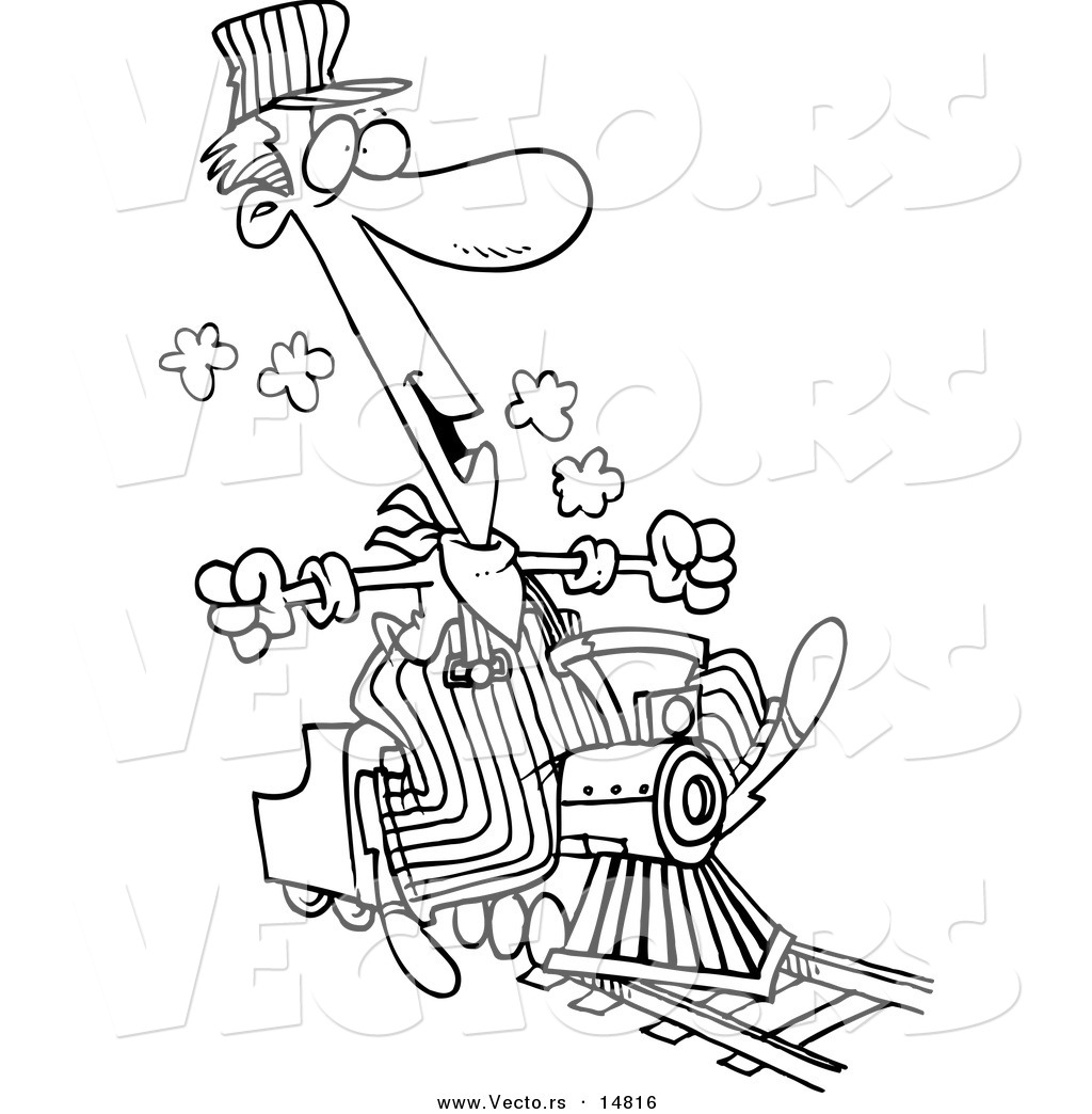 1024x1044 Vector Of A Cartoon Train Engineer Riding A Small Locomotive
