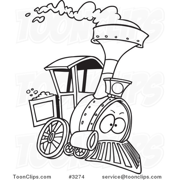 581x600 Cartoon Black And White Line Drawing Of A Steam Engine Train